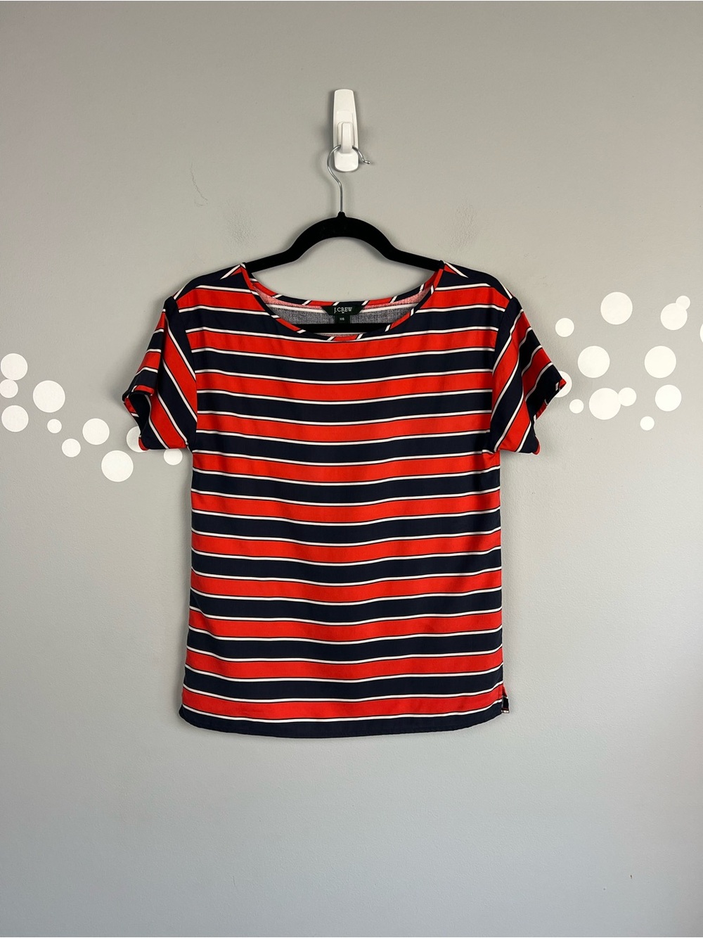 J.Crew Factory 100% Silk Gondola Stripe Blouse Nautical Coastal Quiet Luxury XXS